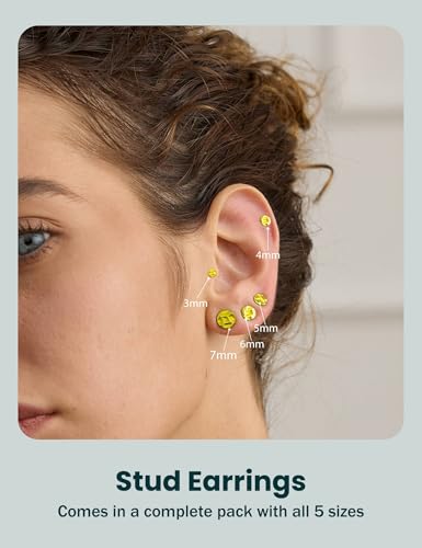 5 Pairs hammered gold Earrings for Women 316L Hypoallergenic Earrings Stainless Steel Lightweight Hammered Round Stud Valentine's Day Christmas Mother's Day2