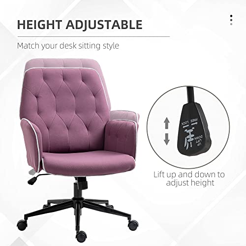 Vinsetto Modern Mid-Back Tufted Spandex Home Office Desk Chair With Adjustable Height, Swivel Adjustable Task Chair With Padded Armrests, Purple #TOP3