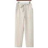 [YAYAMIYA] 綿麻夏の新外国貿易男性薄型カジュアルパンツストレート100%着純色ゆったりズボンズボン