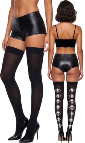Image of ToBeInStyle Women's Skull Crossbones Skeleton Pirate Symbol Hosiery Tights & Thigh High Stockings