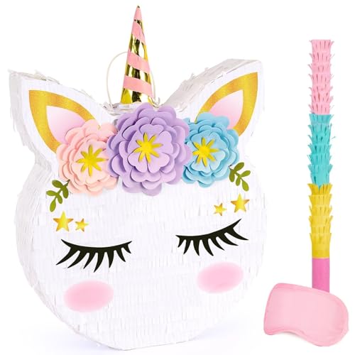 WERNNSAI Piñata unicórnio - ananás de aniversário infantil menina Set unicórnio arco-íris dobrável cordão vara anti-face decorações festas de aniversário jogos casa deco festas carnaval (40 x 31 cm)