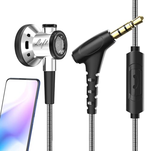 Flat Head Earbuds - Ergonomic Fit Molds Music Metal Earphones | Stable Audio Output Isolating Earbuds Deep Bass | Isolating Ear 