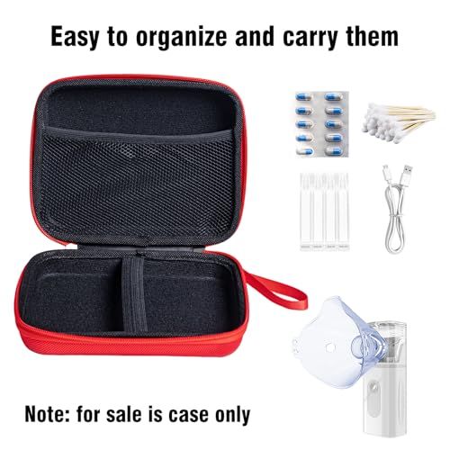 Image of Gealaek Protective Carrying Case for Portable Nebulizer, Travel Medical Bag with Hard Shell for Inhaler Spacer, Masks, Asthma Accessories Emergency Medicine Storage Bag for Kids and Adults (Red)