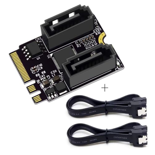 chenyang Wireless M.2 (A+E Key) auf 2 SATA 3.0 Erweiterungskartenadapter für Motherboard SATA Festplatten Port Erweiterung