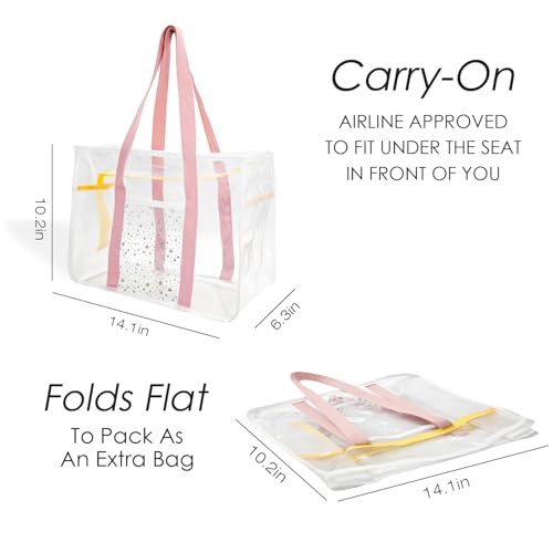 Clear Beach Bag for Women,Waterproof,Sandproof,Large Transparent PVC Tote Bag for Stadium Events Beach Travel Gym Pool2