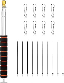 2 Meter Telescopic Portable Collapsible Flag Pole for Camping Handheld Extendable Flagpole Stainless Steel Stick with Hooks with 8 Pcs Pole Clip for Tour Camping Guide Travel Teaching