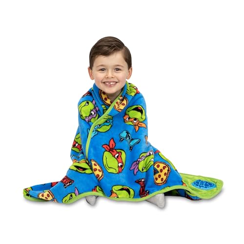 Image of Teenage Mutant Ninja Turtles Musical Warm, Plush, Throw Blanket - Extra Cozy and Comfy for Your Toddler, Blue, Toddler (Pack of 6)