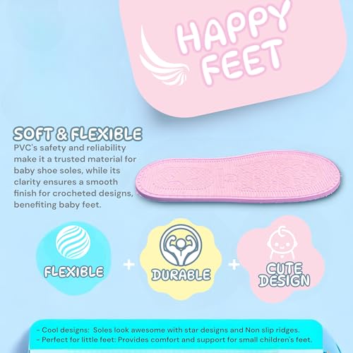 Ann G Baby Shoe Soles with Holes for Crocheting, Soft, Flexible, Nonslip, Comfortable (Black, 2-2.5)4