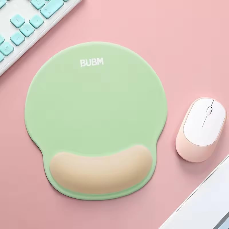 Image of Mouse Pad with Gel Wrist Rest Support, Ergonomic Mouse Cushion with Non Slip Rubber Base Mouse Pad for Laptop, Computer, Gaming, Office (Parrot Green, Round)