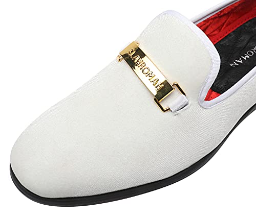 ELANROMAN Men's Loafers Gold Buckle Fashion Handmade Wedding Party Prom Shoes3