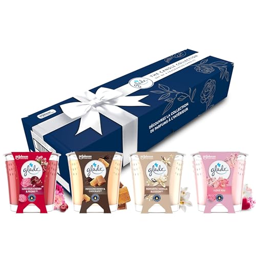 Glade Confezione Regalo, Candele Profumate, Profumatori per Ambienti, Set da 4 Candele (4 x 112g) in 4 Diverse Fragranze