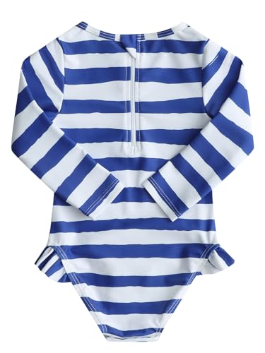 Image of Aisyee Baby Girls One Piece Swimsuits Long Sleeve Rash Guard Swimshirts