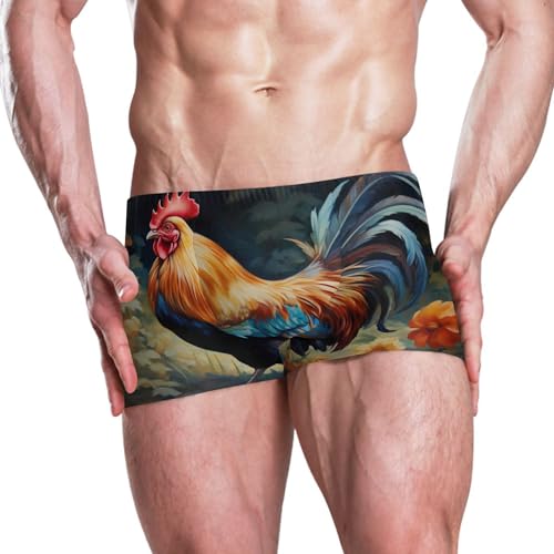 Farm Rooster Cock Mens Swim Trunk Swimwear Bathing Suit Swim Brief Square Leg Board Short S S04012202