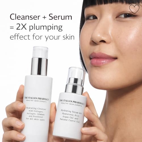 Generic The Italian Pharmacy Hydrating Serum for Face - Lightweight Facial Moisturizer for Glowing Skin - Hyaluronic Acid, Vitamin E, Argan Oil, Carrot Oil - Anti-Aging, Oil-Free Formula