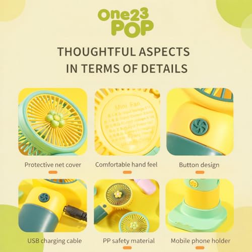 Image of Portable Rechargeable Mini Fan | 400mAh USB Handheld Small Fan with 3 Speed Modes | Silent Personal Cooling Fan for Travel, Office, Makeup, Kitchen & Outdoor Use (MODEL 01) RANDOM COLOR