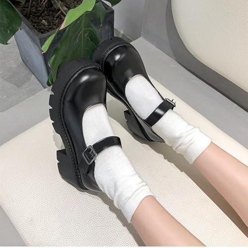 Women's Chunky Black Shoes Gothic Platform High Heels Lolita Shoes Wedge Round Toe Leather Mary Jane Pumps Oxfords Shoes4