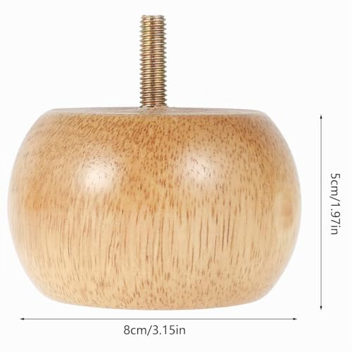 Patas de sofá redondas Muross de madera sólida con 4 tornillos para renovar muebles de 5 cm 8
