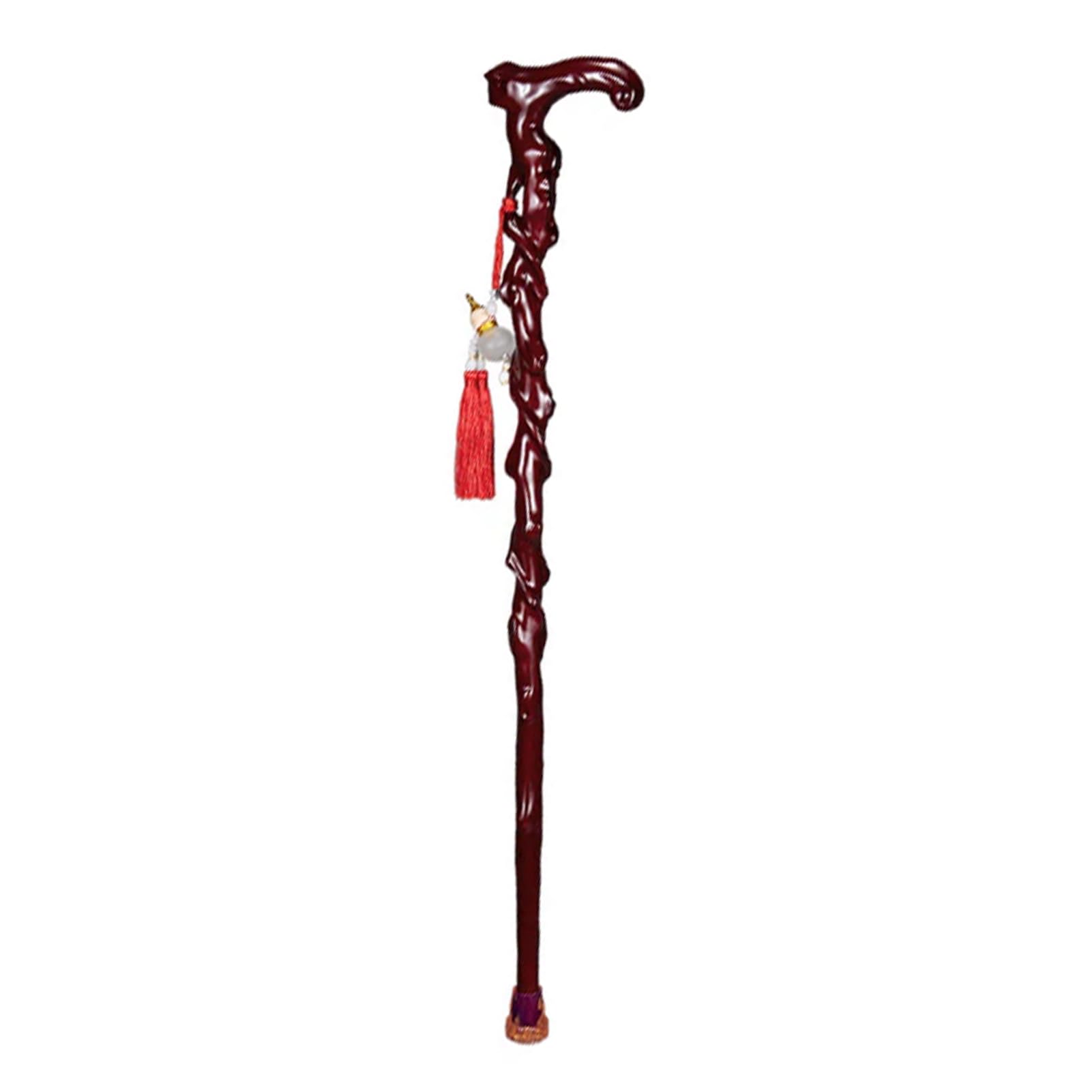 Bastón de Madera de Caoba Maciza Tallado de raíz de 93 cm - Bastón Antideslizante, Ligero, para Personas Mayores y Uso Unisex, con Colgante