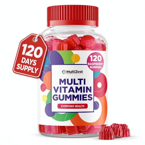 Multivitamin Gummies 120 | 4 Months Supply| One a Day | Raspberry Flavour Gummies for Adults with 11 Vitamins and Minerals| The Highest Strenght Supplement| Vitamins A B C D E