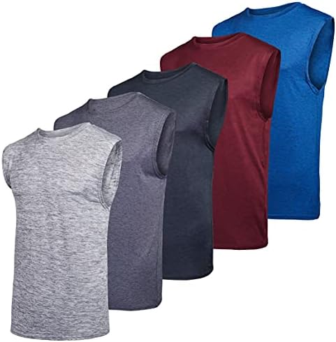 Men's Quick Dry Fit Dri-Fit Jersey Sleeveless Tank Top Muscle Yoga Active Performance Sport Basketball Beach Gym Workout Running Fitness Athletic Gym Bodybuilding Undershirt Tee T-Shirt -Set 3,XXL