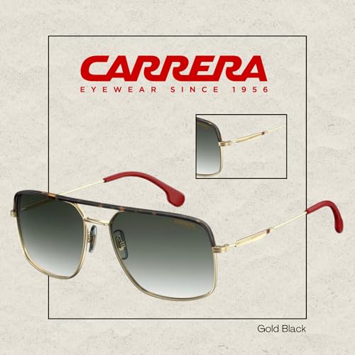 Carrera CA152/S 0RHL/9K 60MM Gold Black/Grey Green Square Sunglasses For Men For Women + BUNDLE with Designer iWear Eyewear Kit3