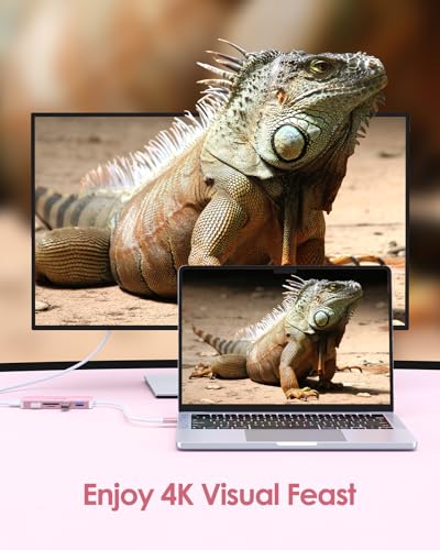 6-in-1 Hub USB C a HDMI 4K, 3 USB 3.0, Lettore di Schede SD/Micro SD, Adattatore per 2024-2016 MacBook Pro, Nuovo Mac Air, iPhone 15 Plus Pro Max, Surface Pro 9 (C18, Oro Rosa) - Hub USB - Immagine 8