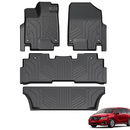 Image of Floor Mats for Honda Odyssey 2018-2026, TPE All Weather Durable Floor Liners for Honda Odyssey Accessories