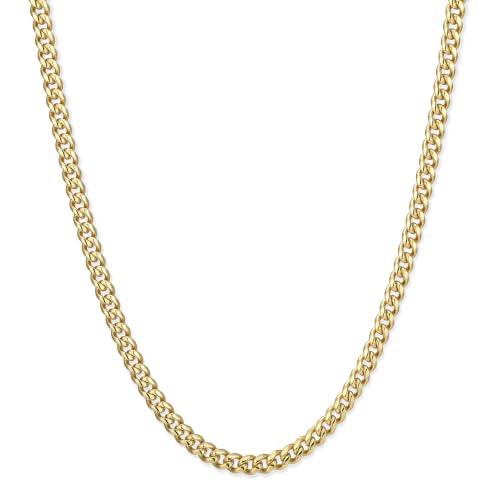 JAXXON Mens Cuban Link Necklace 14k Gold Bonded Jewelry for Men Waterproof Sweatproof Statement Piece with Lobster Clasp Performance Steel - 3.5mm - Gold 20