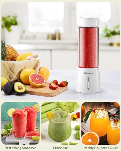 Image of Popbabies Portable blender for smoothie and juices, 6 Sharp Blade Ice Crushing, blender smoothie juice, Pulse Mode Feature, 4000mAh, USB Waterproof Charging Port, Food Grade Jar, 450ML (White)
