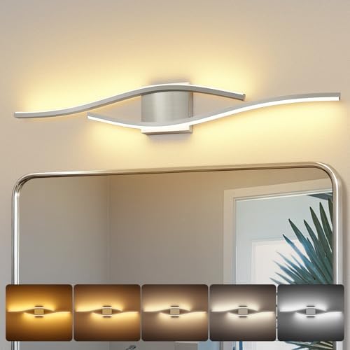 Joossnwell Brushed Nickel Vanity Lights for Bathroom Lighting Fixtures Over Mirror Dimmable 5CCT Modern Vanity Lighting Fixture Led Bath Wall Light 31.5 inch