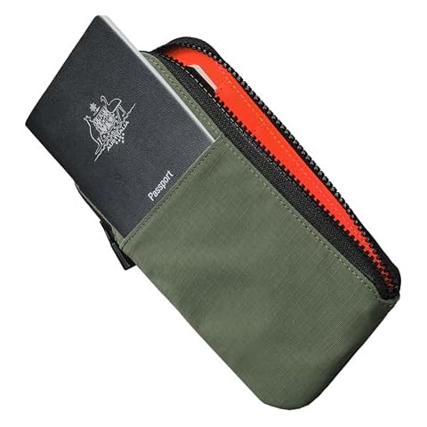 ALPAKA Green Zip Travel Wallet - Store Your Travel Accessories Efficiently - 3 Internal Pockets For Your Passport and More - 2 Card Slots - Made From Recycled and RFID-Protective Material Cover