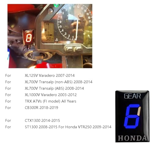 MOQIAOSEIKO Motorrad Ganganzeige Speed Gear Digitalanzeige Kompatibel mit Honda NC700 XL CTX700 CB1100 VT400 CB400SF CBR650F CB650F Motorrad 1-6 Ebene Ecu Plug montieren Geschwindigkeit