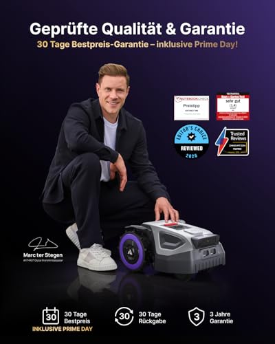 ANTHBOT M9 Mähroboter ohne Begrenzungskabel, Neuer Genie mit NRTK-Navigation & Dual-Vision, bis 900 m² (max. 1200 m²), Schnitthöhe per App, KI-Hindernisvermeidung, Rasenroboter mit 45% Steigung 2