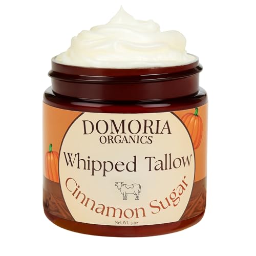 Domoria Organics 100% Grass-Fed Tallow Balm - Holiday Edition Cinnamon Sugar (Value Size) Herb-Infused for Men, Women, Psoriasis, Eczema, Dry Sensitive Mature Skin