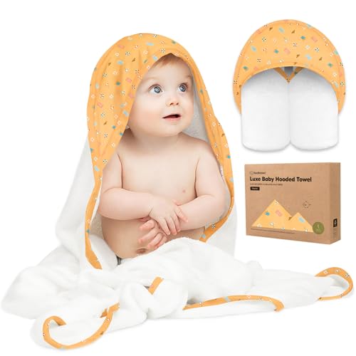 Image of KeaBabies Hooded Baby Towel for Newborn, Baby Bath Towels(Beach Day, 35x35) | Viscose Derived from Bamboo, Large Baby Towels with Hood, Boys, Girls, Toddler, Soft Absorbent Baby Bath Essentials