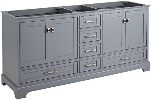 Signature Hardware 480549 Quen 72" Double Vanity Cabinet Only with Wood Cabinet - Less Vanity Top - Gray