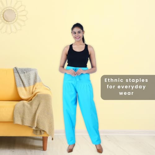 Image of Happy Bunny Salwar Pant - Modern Style Pure Cotton for Women - Ethnic Semi Patiala Trouser - Office,Home - All Day Comfort Wear with Drawstring
