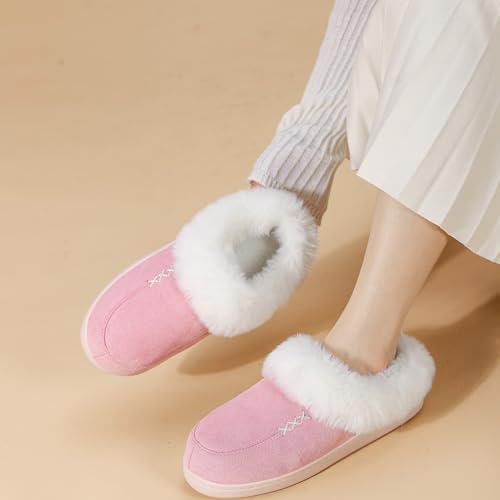 Platform Slippers for Women,Women's Fuzzy Platform Slippers Soft Furry Fluffy Slipper Cozy Warm Slip On Slipper Indoor and Outdoor Anti-Slip Sole3