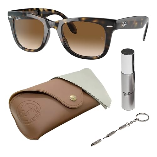 Image of Ray-Ban RB4105 WAYFARER FOLDING CLASSIC Square Shape Sunglasses for Men with Official Eyewear Kit