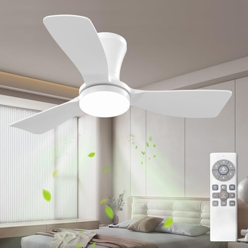 Ventilador de Teto Branco de Três Pás de 91 cm com Luz LED, Motor...