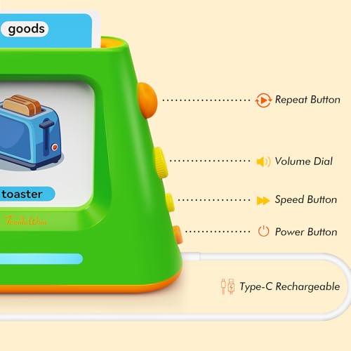 Teeniewins Talking Flash Cards for Toddlers: Self-standing & Dual-Speed Learning Toys with 448 Sight Words - Speech Therapy Toys for Autism Montessori Education - Birthday Gifts for Boys Girls Sensory - Image 10