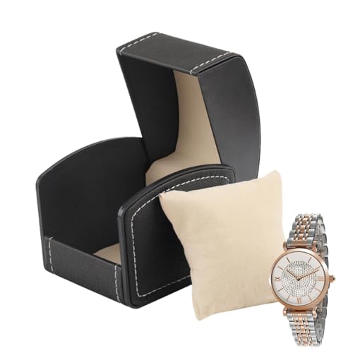 Caja de piel sintética para reloj individual, caja de exhibición de sintético | Contenedor de joyería para el hogar, organizador protector de reloj individual para tocador, armario