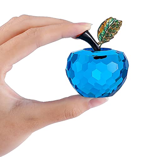 50Mm/1.97In Crystal Apple Figurine Home Decor Handmade Premium Healing Crystal Statue Paperweight Ornament Collectible Crafts, Come With Gift Box, Ideal Gift For Wedding Birthday Christmas (Blue) #TOP4