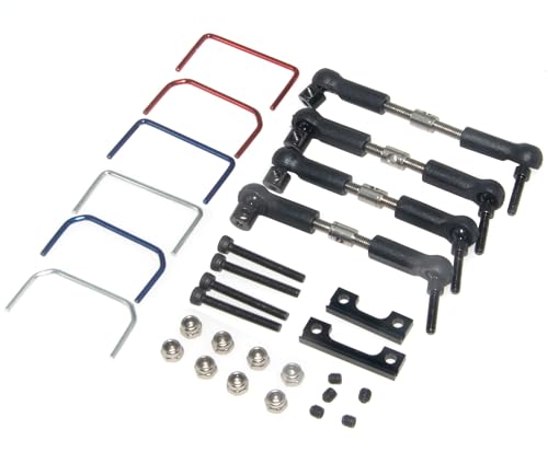 Sway Bar Compatible with 1/16 Traxxas Upgrade E-Revo Mini Slash Rc Car Metal Front Rear Anti-Roll Bar Part(Black)