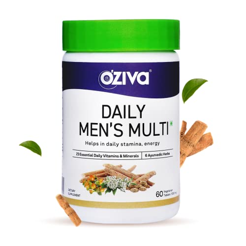 OZiva Natural Multivitamin for Men with Ashwagandha, Akarkara & Choline for Daily Stamina Strength & Energy, 60 Vegetarian Tablets OZiva Natural Multivitamin for Men with Ashwagandha, Akarkara & Choline for Daily Stamina Strength & Energy, 60 Vegetarian Tablets