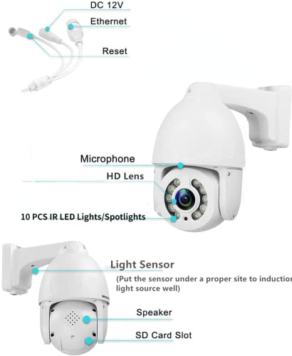 Sv3C Auto Tracking Ptz Poe Wired Camera Outdoor 5Mp Onvif Ip Motion Security Cam, 5X Optical Zoom, Floodlights Color Night Vision, 2 Way Audio, Waterproof, 24/7 Recording, Rtsp, Blueiris, Sd Card Slot #TOP7