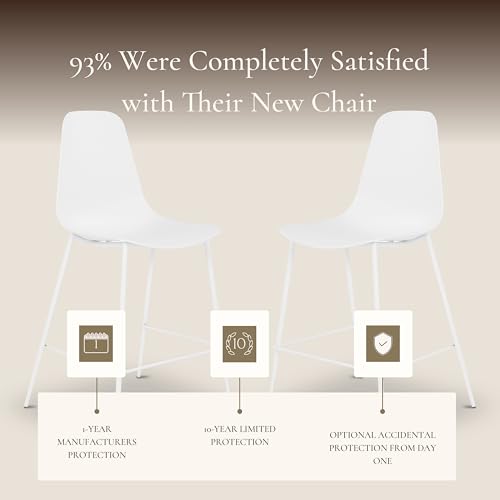 Image of Poly & BARK Isla Bar Stools Set of 3 - Counter Height Bar Stool for Kitchen - Set of Counter Stools - Indoor /Outdoor Barstools - Modern Kitchen Bar Stools - White