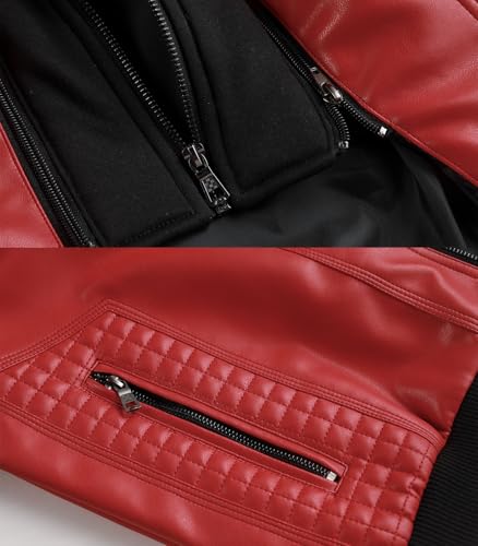 Image of INVACHI Men's Faux Leather Motorcycle Bomber Jacket with Removable Hood