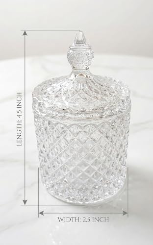 Image of Imported Crystal Glass Storage Jar with Lid, Diamond Pattern, Decorative Candy Jar - 125ml (Single Jar)