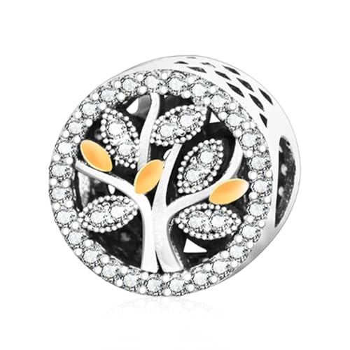 Image of S925 Sterling Silver Gold Plated Romantic Charms, Gifts for Mom Girlfriend Family on Valentine's Day Birthday Christmas Anniversary, Bracelet Necklace Bead Charm